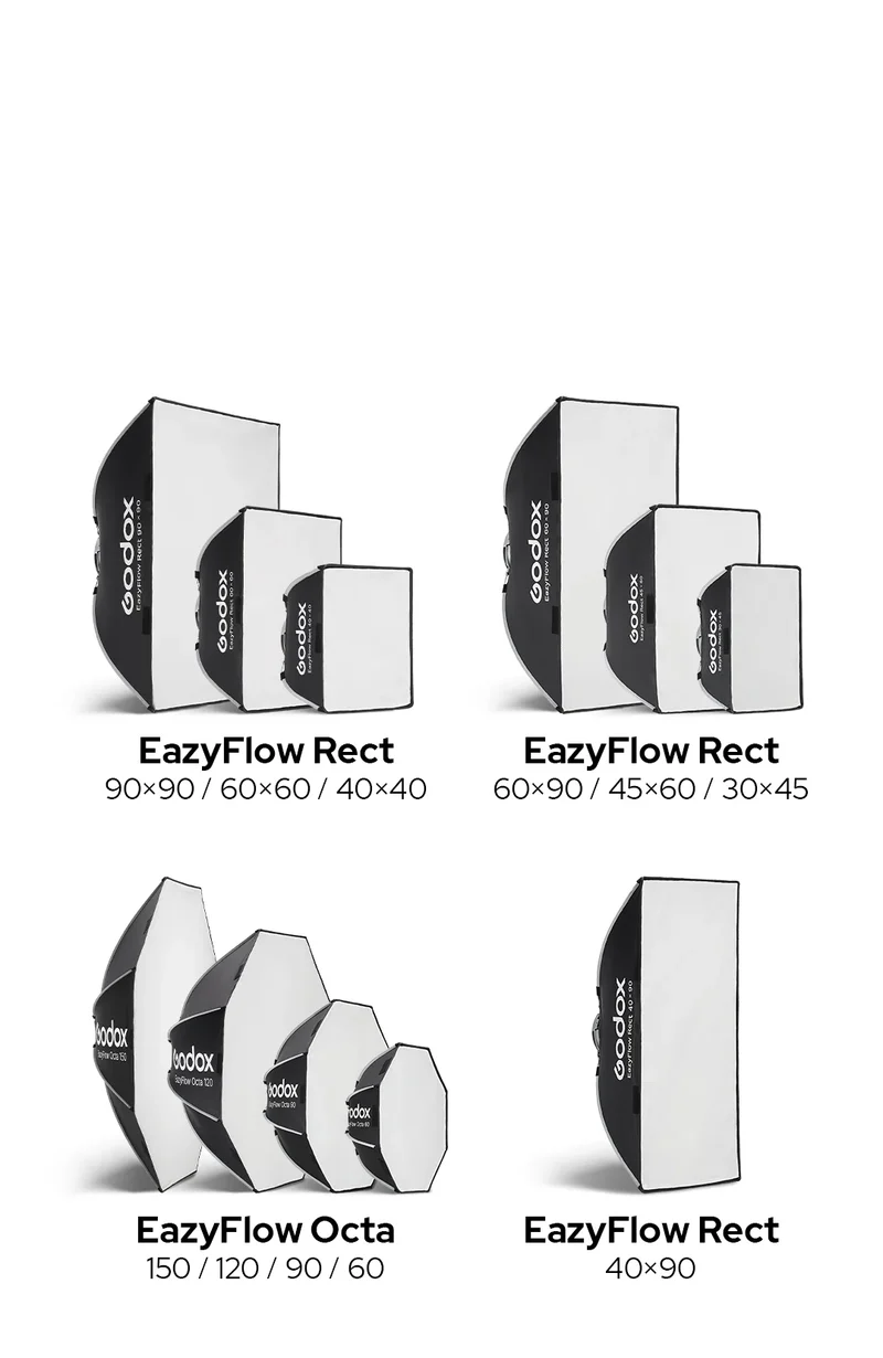 GODOX EAZYFLOW SQUARE 40X40 BOWENS MOUNT FOLDABLE QUICK-OPEN SOFT LIGHT BOX