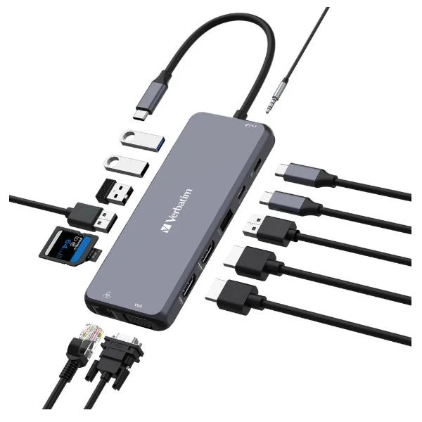 Verbatim CMH-14 USB tipo-C 5000 Mbit/s Argento