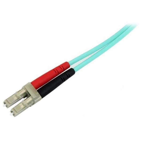 StarTech.com Cavo in fibra ottica multimodale da LC/UPC a LC/UPC OM4 da 5 m - Fibra LOMMF/VCSEL Zipcord da 50/125 µm, Reti 100G - Bassa perdita di inserzione - Cavo patch in fibra LSZH - Turchese