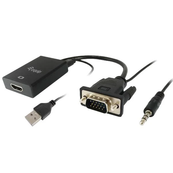 Equip 119038 cavo e adattatore video 0,2 m VGA (D-Sub) + 3.5mm DVI-D + USB Nero