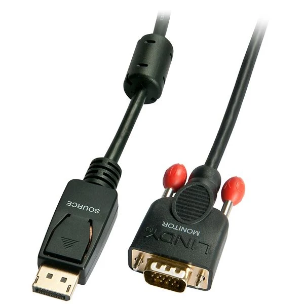 Lindy 41942 cavo e adattatore video 2 m VGA (D-Sub) DisplayPort Nero