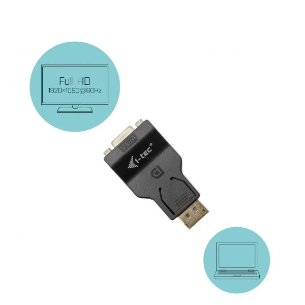 i-tec DP2VGAADA adattatore per inversione del genere dei cavi DisplayPort VGA Nero