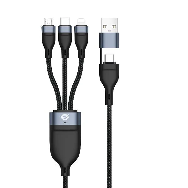 Conceptronic ETTA05B15 cavo USB USB 2.0 1,5 m USB C USB C/Micro-USB B/Lightning Nero