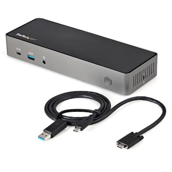 StarTech.com USB-C e USB-A Dock - Docking station universale triplo monitor DisplayPort e HDMI 4K 60Hz - 85W Power Delivery, Hub 6x USB, GbE, Audio - Docking station USB tipo C/USB 3.1 Gen 2 10Gbps