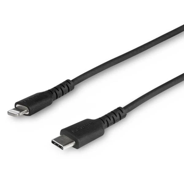 StarTech.com Cavo durevole da USB-C a Lightning da 2m nero - Cavo di alimentazione/sincronizzazione in Fibra aramidica robusta per impieghi intensivi da USB tipo C a Lightening - Certificato Apple MFi per iPad/iPhone 12