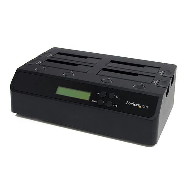 StarTech.com Docking Station per Hard Disk a 4 Slot - Duplicatore ed Eraser USB 3.0/eSATA per SSD/HDD SATA - Dock Standalone 1:3 per Hard Drive con funzione Clone - Carica dall'Alto, non necessita di Attrezzi