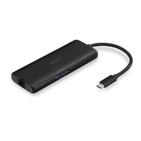 Lindy 43358 replicatore di porte e docking station per laptop Cablato USB 3.2 Gen 1 (3.1 Gen 1) Type-C Nero