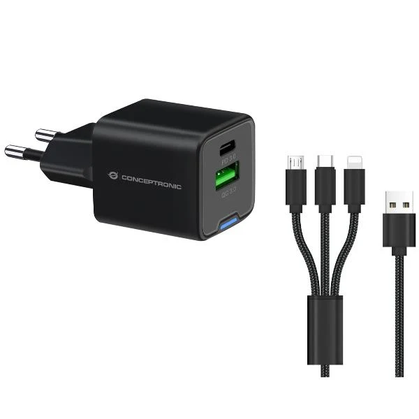 Conceptronic ALTHEA16B Caricabatterie per dispositivi mobili Universale Nero AC Ricarica rapida Interno