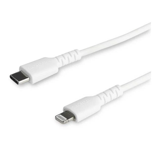 StarTech.com Cavo durevole da USB-C a Lightning da 1m bianco - Cavo di alimentazione/sincronizzazione in Fibra aramidica robusta per impieghi intensivi da USB tipo C a Lightening - Certificato Apple MFi per iPad/iPhone 12