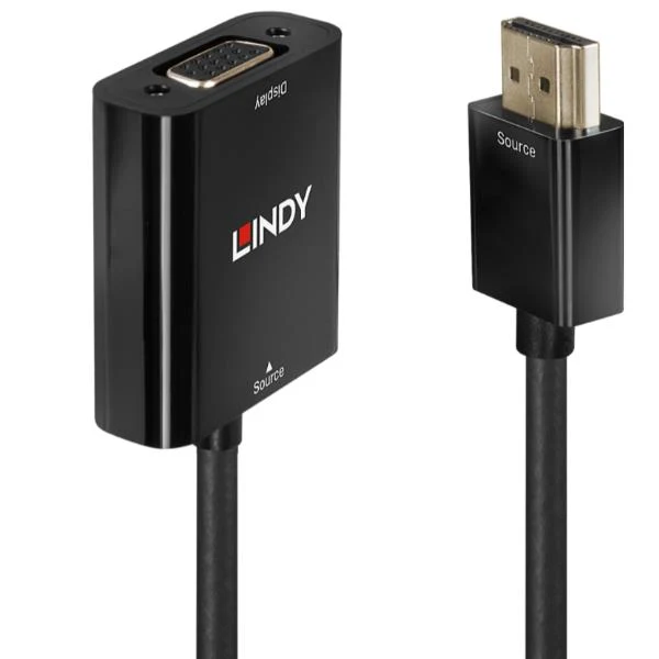 Lindy 38291 cavo e adattatore video 0,1 m HDMI tipo A (Standard) VGA (D-Sub) Nero