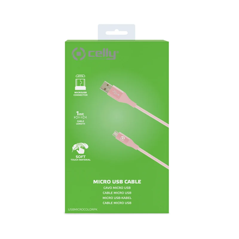 Celly USBMICROCOLORPK cavo USB USB 2.0 1 m USB A Micro-USB B Rosa