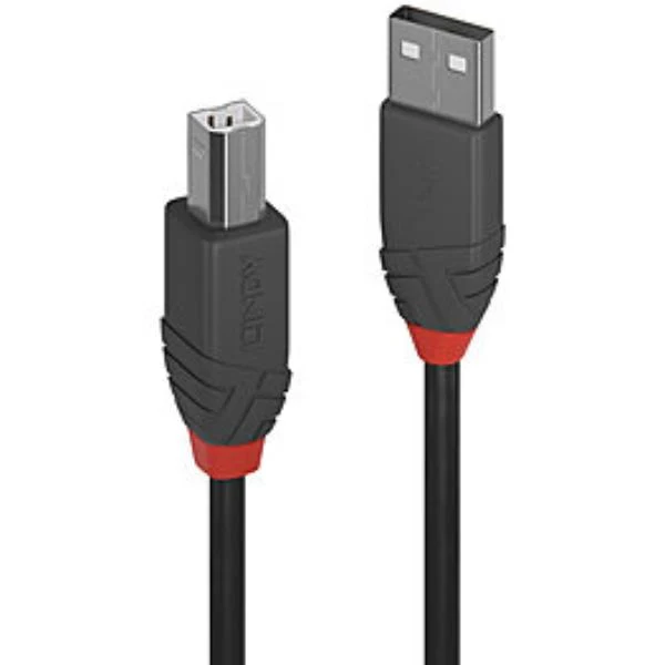 Lindy 36671 cavo USB USB 2.0 0,5 m USB A USB B Nero, Grigio