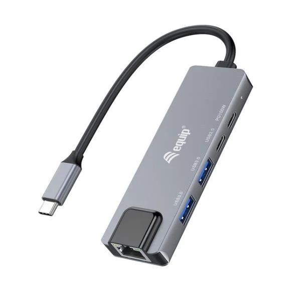 Equip 133496 Adattatore multifunzione 5 in 1, 2,5GbE, USB-A x 2, USB-C x 1, USB-C , 100W USB PD