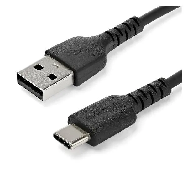 StarTech.com Cavo di Ricarica USB-A a USB-C da 2m - Resistente Cavetto USB-C di Ricarica Veloce e Sync da USB 2.0 a USB Type C 3A - Rivestimento in TPE e Fibra Aramidica M/M Nero - Samsung S10, Ipad Pro, Pixel