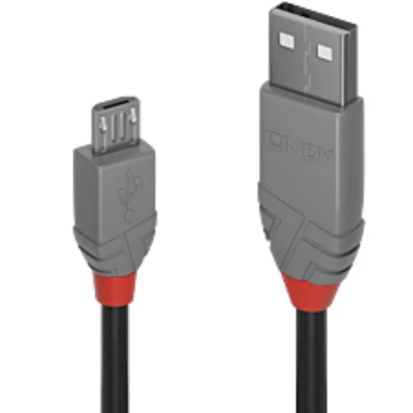 Lindy 36734 cavo USB USB 2.0 3 m USB A Micro-USB B Nero, Grigio