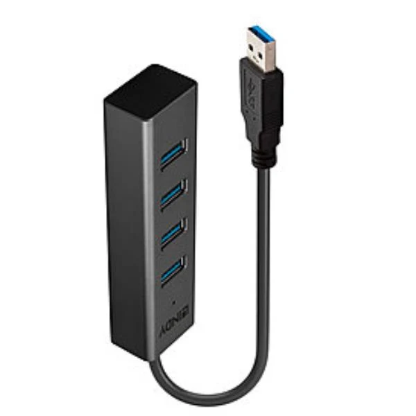 Lindy 43324 hub di interfaccia USB 3.2 Gen 1 (3.1 Gen 1) Type-A 5000 Mbit/s Nero