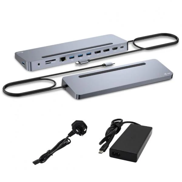 i-tec USB-C Metal Ergonomic 3x 4K Display Docking Station with Power Delivery 100 W + Universal Charger 100 W