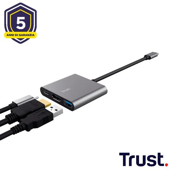 Trust Dalyx USB 3.2 Gen 1 (3.1 Gen 1) Type-C Alluminio, Nero