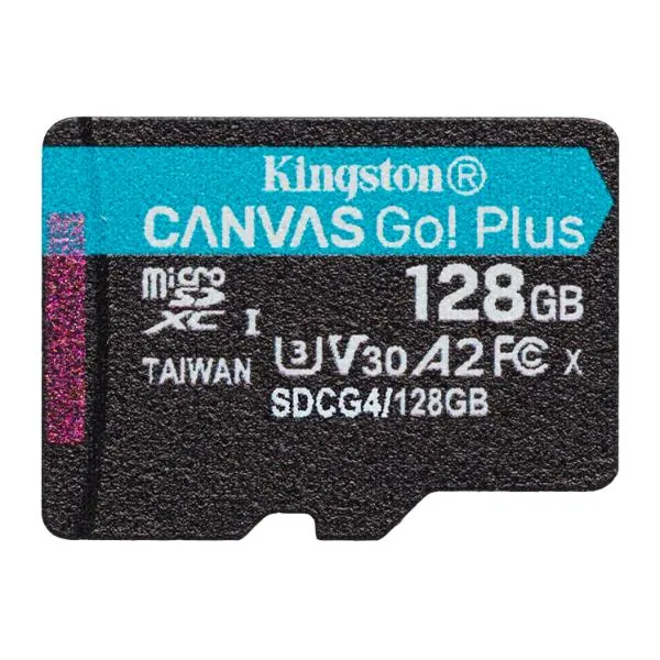 Kingston Technology 128 GB microSDXC Canvas Go Plus Gen4 200R A2 U3 Confezione singola senza ADP