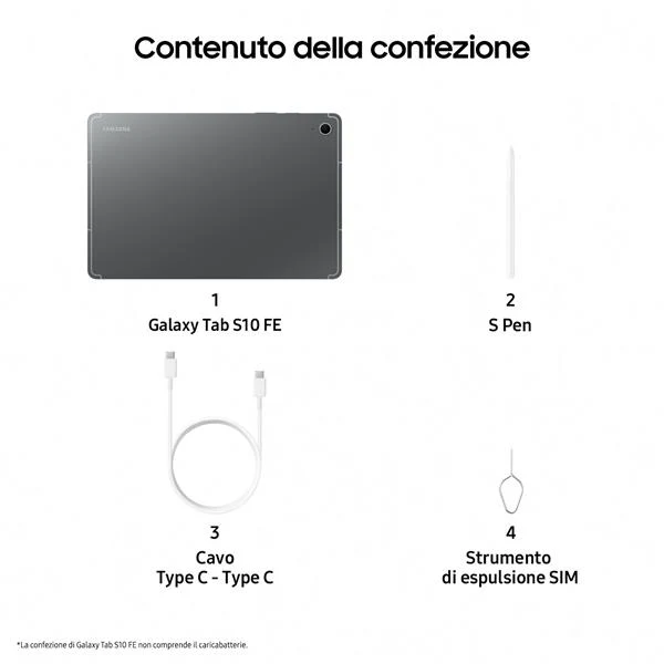 Samsung Galaxy Tab S10 FE, Android Tablet, Display 10.9" LCD, Wifi, RAM 8GB, 128GB, 8.000 mAh, S Pen, Android 15, IP68, Gray