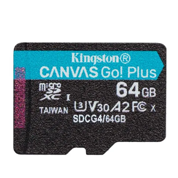 Kingston Technology 64 GB microSDXC Canvas Go Plus Gen4 200R A2 U3 Confezione singola senza ADP