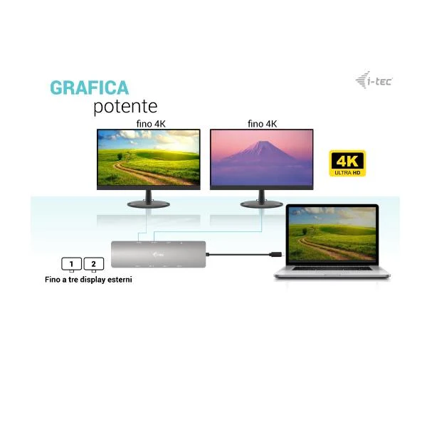 i-tec USB-C Metal Nano 2x Display Docking Station + Power Delivery 100 W
