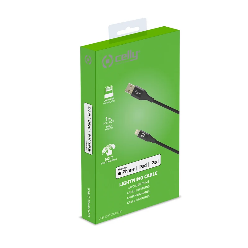 Celly USBLIGHTCOLORBK cavo Lightning 1 m Nero