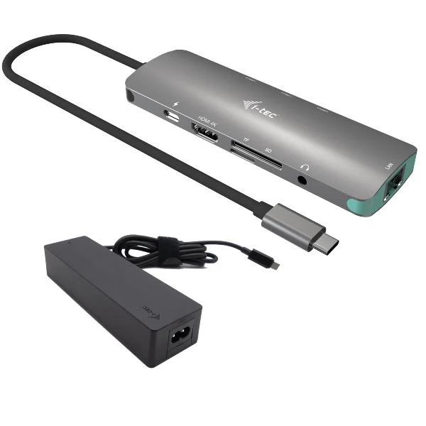 i-tec USB-C Metal Nano Docking Station 4K HDMI LAN with Power Delivery 100W + Universal Charger 100W
