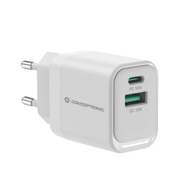 Conceptronic ALTHEA19W33 Caricabatterie per dispositivi mobili Universale Bianco AC Ricarica rapida Interno