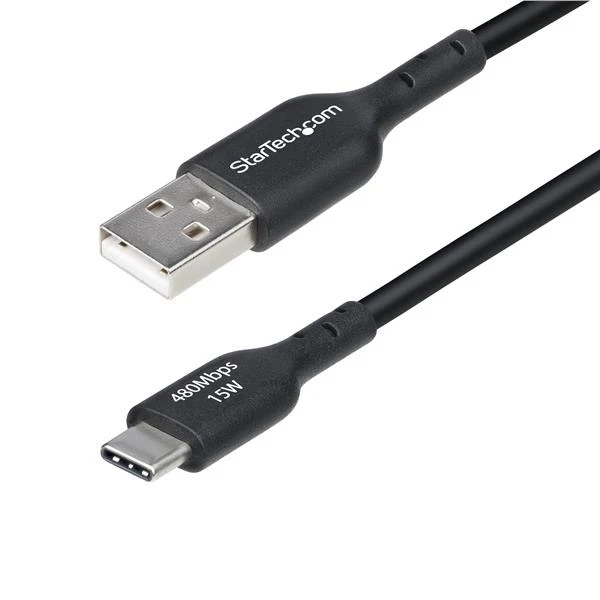 StarTech.com Cavo di Ricarica USB-A a USB-C da 2m - Cavetto di Carica Rapida USB-A a Type-C da 3A, Cavo per Trasferimento Dati USB 2.0 rivestito in TPE - M/M