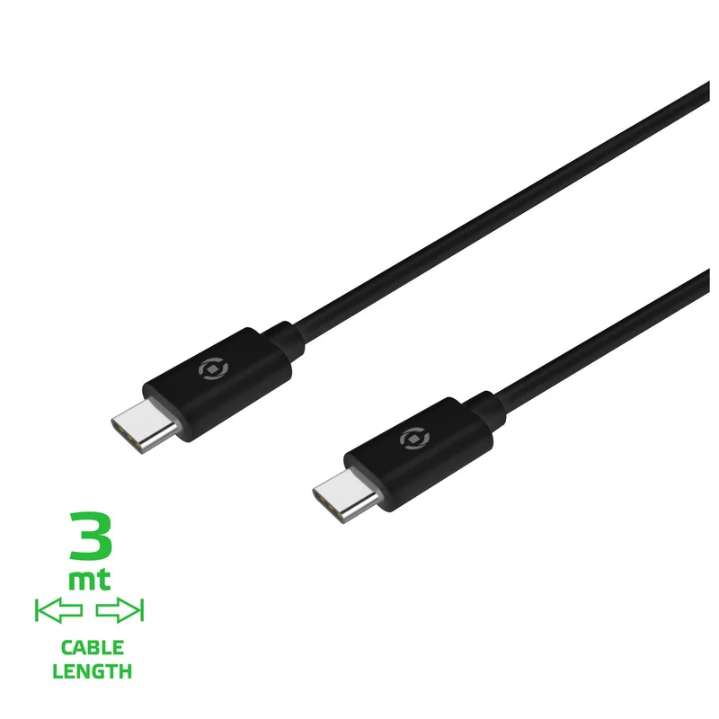 Celly USBCUSBCPD3MBK cavo USB 3 m USB C Nero