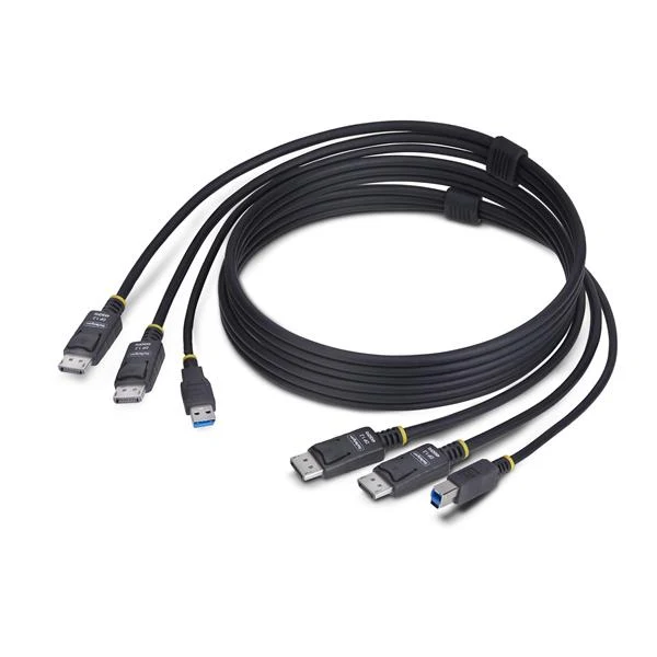 StarTech.com Cavo KVM con doppia porta DisplayPort e USB 5 Gbps da 1,8m, 4K 60 Hz, DP 1.2 e cavo combinato USB per switch KVM a doppio monitor