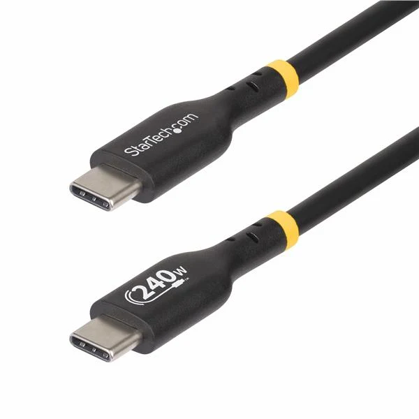 StarTech.com Cavo di Ricarica USB-C da 2m, cavo USB-C certificato USB-IF, 240W PD EPR, cavo trasferimento dati USB 2.0 Tipo-C per laptop, rivestimento in TPE, M/M