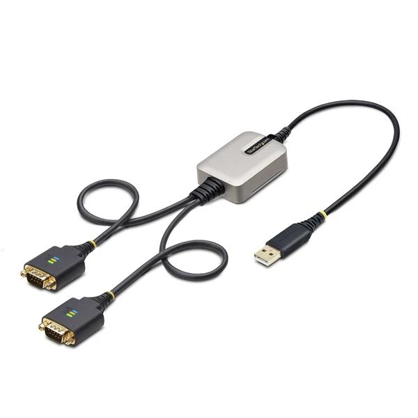 StarTech.com Cavo da USB a seriale a 2 porte da 60 cm, Viti/dadi DB9 intercambiabili, ritenzione COM, USB-A a DB9 RS232, FTDI, protezione ESD di livello 4, Windows/macOS/ChromeOS/Linux - Struttura robusta in TPE