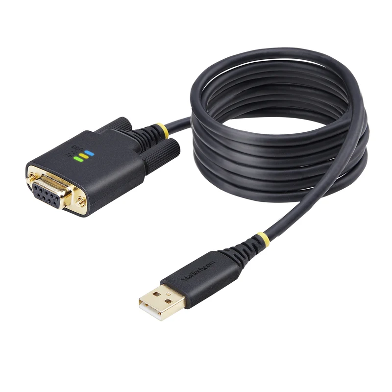 StarTech.com Cavo adattatore seriale da USB a Null Modem, ritenzione COM, FTDI, USB-A a DB9 RS232, viti/dadi DB9 intercambiabili, Windows/macOS/Linux