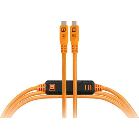 Tether Tools TetherPro Optima 10G USB-C. 6` (1.8m). Straight to Right. High-Visibility Orange (con TetherBoost in linea)