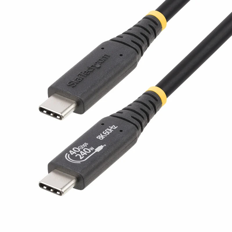 StarTech.com Cavo USB4 da 1m, cavo USB-C certificato USB-IF, 40 Gbps, 240W PD 3.1 EPR, 8K 60Hz, cavo di trasferimento dati USB Type-C, compatibile con porte TB/USB 3.2