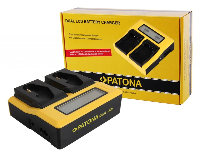 CARICABATTERIE USB LCD DOPPIO PER CANON LP-E4 / LP-E19