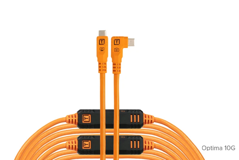 Tether Tools TetherPro Optima cavo 10G USB-C angolare destro 9.4m arancione ad alta visibilit�