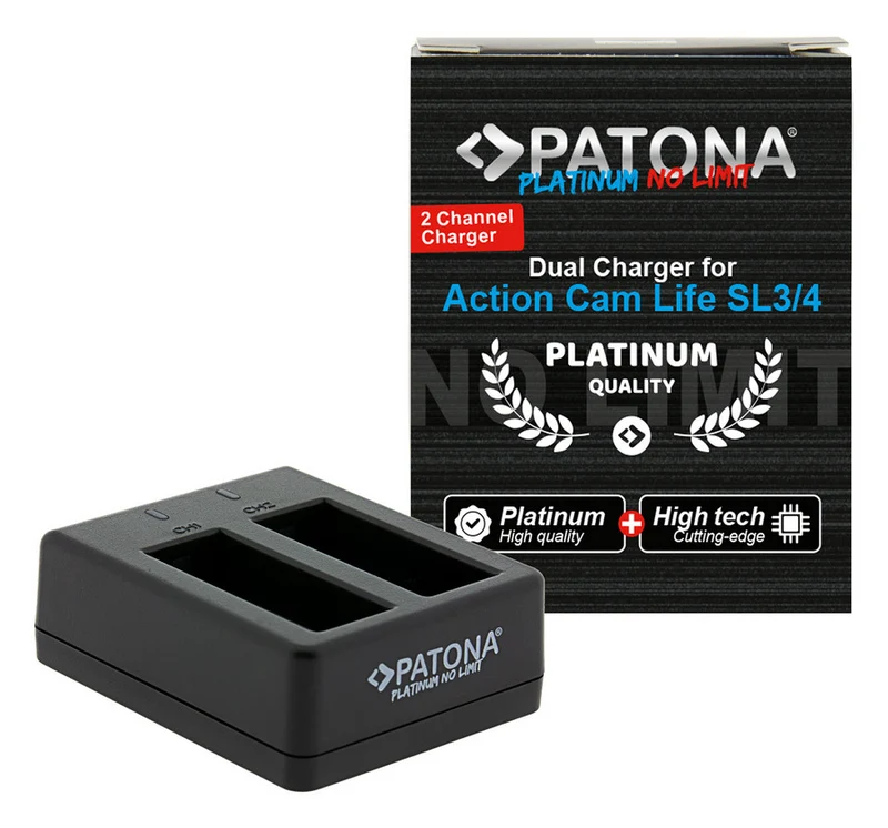 PATONA PLATINUM DUAL CHARGER PER BATTEIRA PATONA ACTION CAM SL3 E SL4
