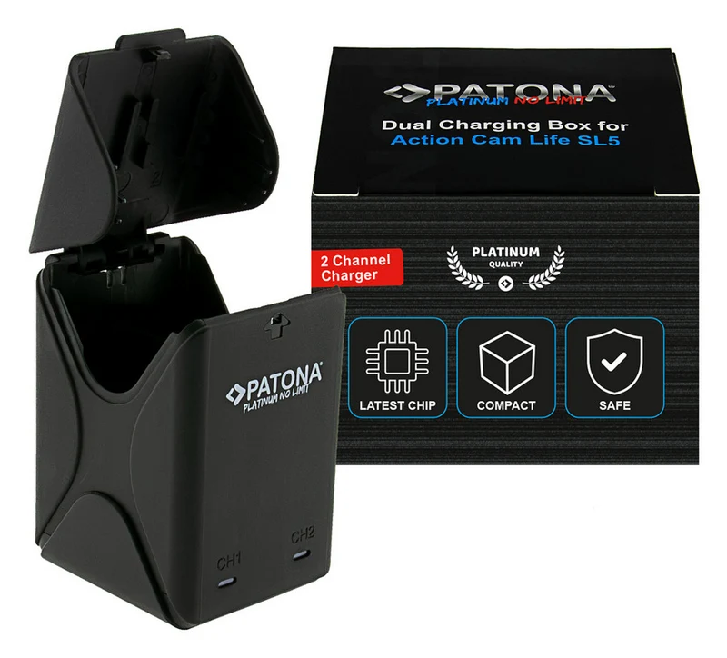 PATONA PLATINUM DUAL CHARGER BOX PER BATTEIRA PATONA ACTION CAM SL5