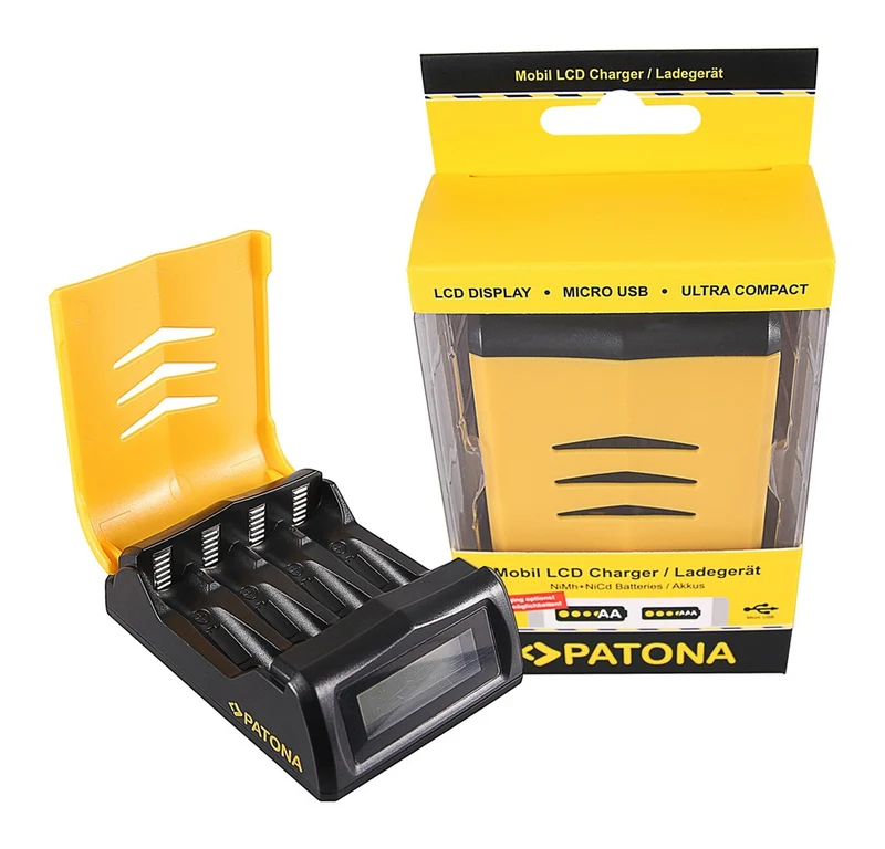 PATONA CARICABATTERIE VELOCE PER BATTERIE RICARICABILI AA/AAA CON LCD