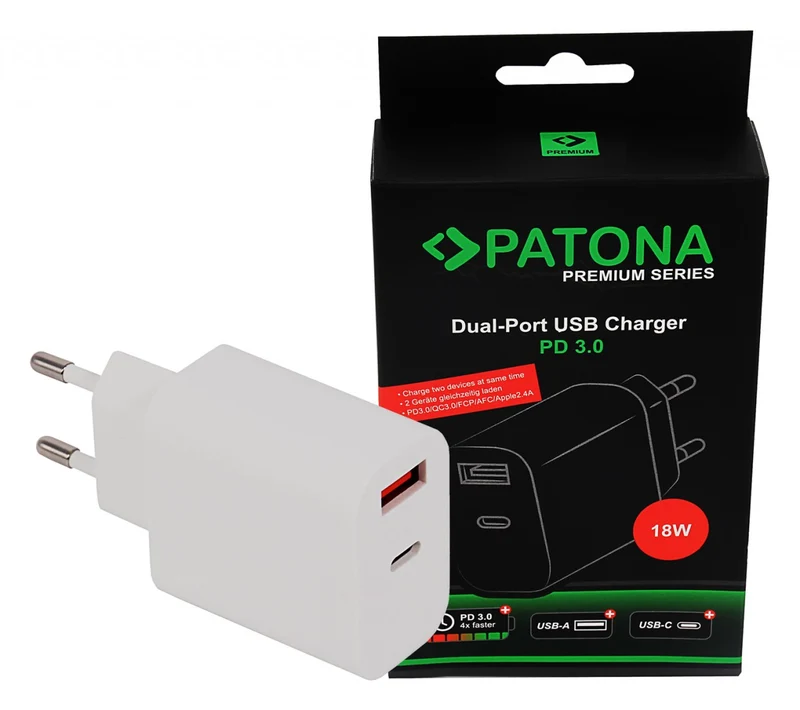 PATONA PREMIUM CARICA BATTERIE 18W PER APPLE E SAMSUNG
