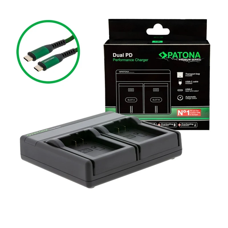 CARICABATTERIA PREMIUM DUAL PD PERFORMANCE PER NIKON EN-EL25 CON INGRESSO / USCITA USB-C