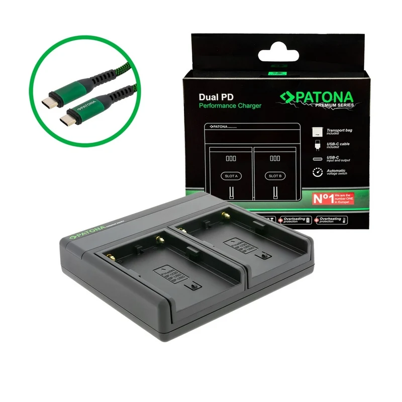 PATONA CARICA BATTERIE PREMIUM DUAL PD PERFORMANCE PER SONY BP-U60 USB INGRESSO/USCITA