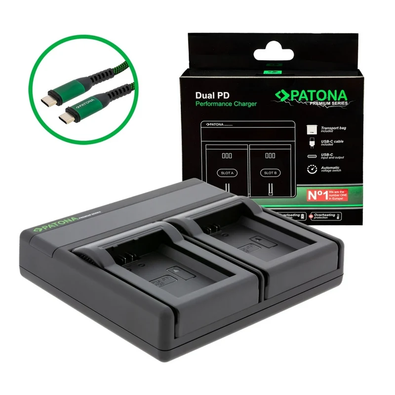 CARICABATTERIA PREMIUM DUAL PD PERFORMANCE PER SONY NP-FW50 CON INGRESSO / USCITA USB-C