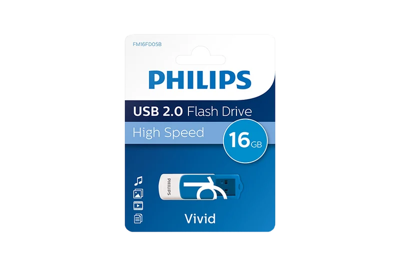 PHILIPS USB 2.0 PEN DRIVE 16GB VIVID BLUE