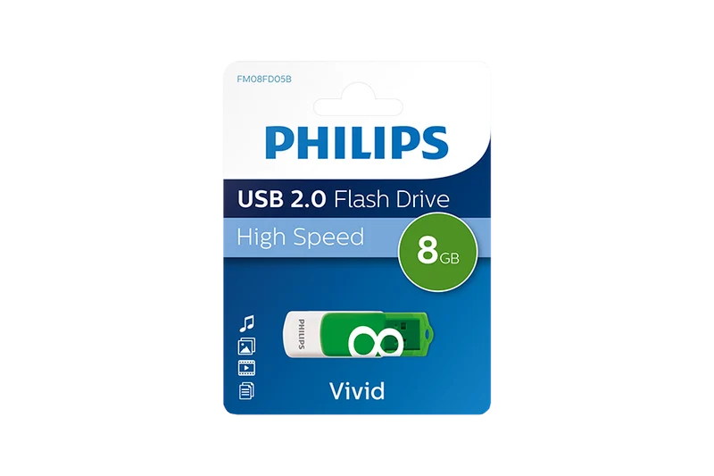 PHILIPS USB 2.0 PEN DRIVE 8GB VIVID GREEN