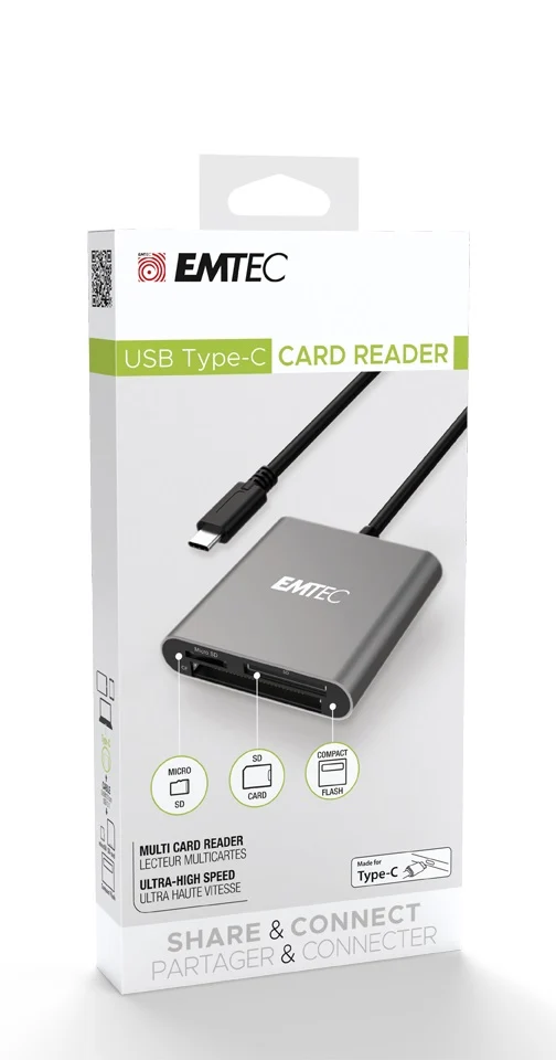EMTEC T610C MULTI CARD READER LETTORE ADATTATORE TYPE-C