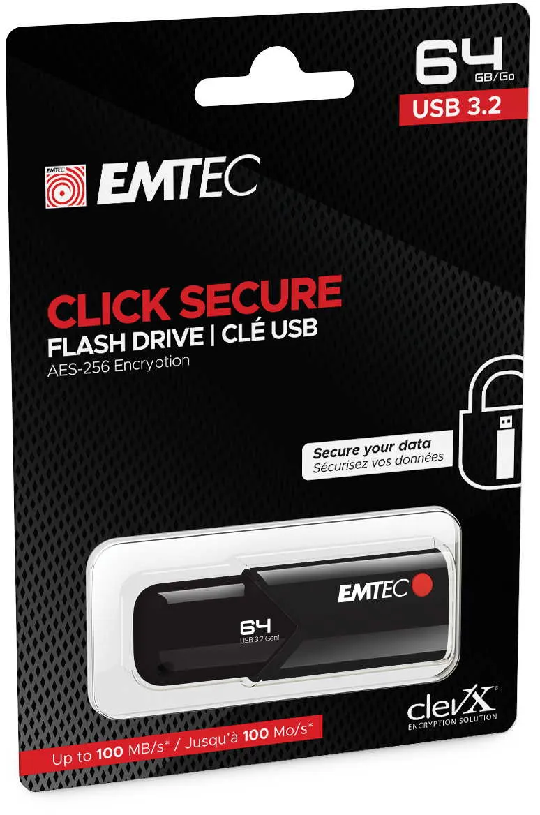 EMTEC USB3.2 CLICK SECURE B120 PEN DRIVE 64GB